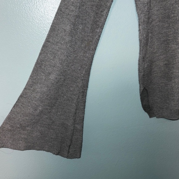 Pink Rose Women’s Flowy Grey Wide Sleeve Tunic Top w/ Crisscross Detail Neckline - Picture 2 of 7